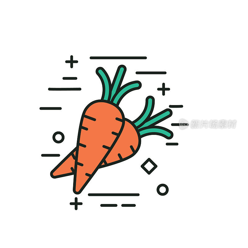 Carrots Agriculture And Farming Thin Line Icons